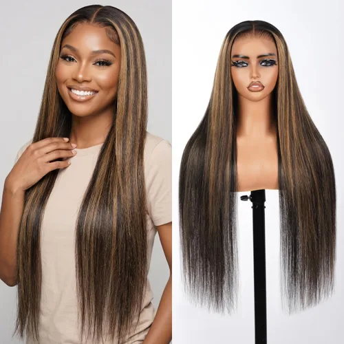 Miniatura 26 de Peluca Balayage Wear and Go sin pegamento, predepilada 12A, densidad del 220%, encaje frontal, peluca de cabello humano 6x5, precortada, pelucas