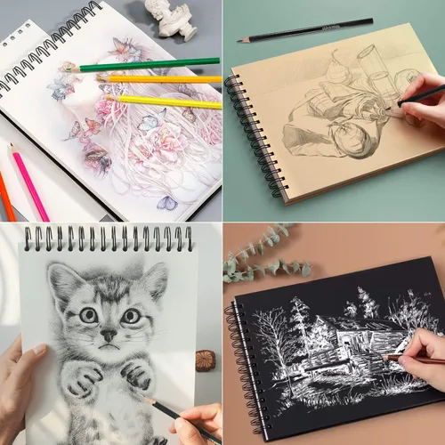 Miniatura 7 de Kit de lápices de dibujo y dibujo de 52 piezas, 24 lápices de colores para libros de colorear, lápiz de grafito y carbón, cuaderno de bocetos de 3