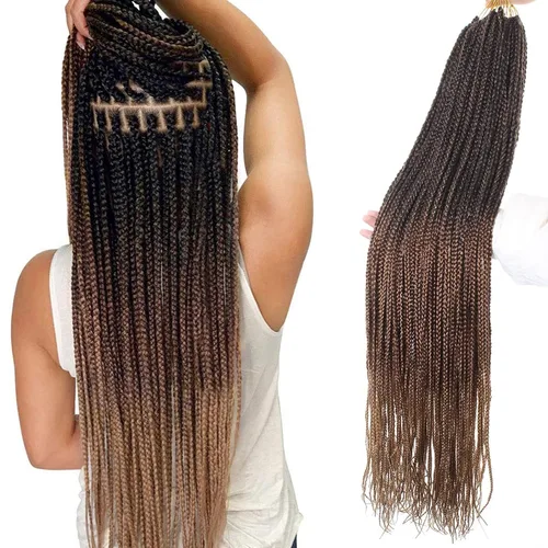 Miniatura 11 de XTREND 10 Pulgadas 6 Paquetes Trenzas de Caja de Ganchillo Cabello Pre-anudado Sin Nudos Bobo Trenzas de Caja 3X Extensiones de Cabello Trenzado 1b#