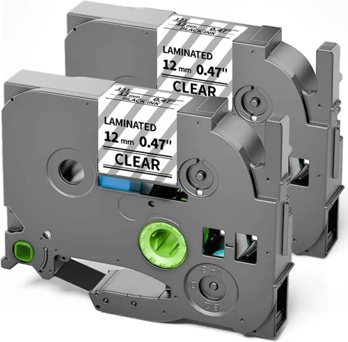 Repuesto para cinta Brother Label Maker Clear TZ de 0.472 in 0.47 pulgadas, cinta de etiquetas Ptouch negra sobre transparente TZe-131 TZe131 P