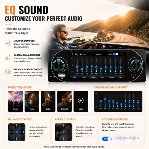 Miniatura 7 de Estéreo inalámbrico para automóvil de 5.1 pulgadas, Apple CarPlay, Android Auto, pantalla táctil IPS, Bluetooth 5.2, FM/AM/RDS, carga rápida USB