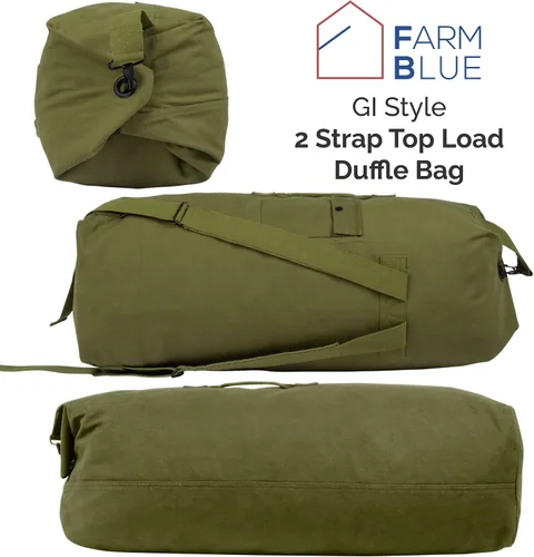 Miniatura 7 de Farm Blue Bolsa de viaje militar de 2 correas, Olive Drab, L, Clásico