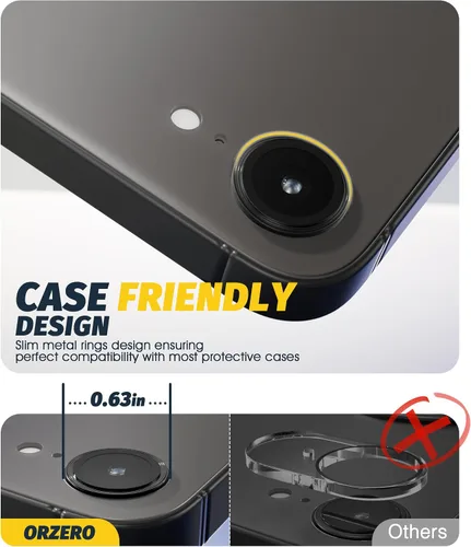 Miniatura 4 de Orzero Protector de lente de cámara compatible con Samsung Galaxy S25, bandeja de instalación de un solo paso, cubierta de vidrio con anillo
