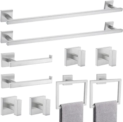 Miniatura 16 de TQKAG Juego de 5 piezas de accesorios de baño de níquel cepillado clásico montado en la pared de acero inoxidable SUS304 juego de accesorios de baño