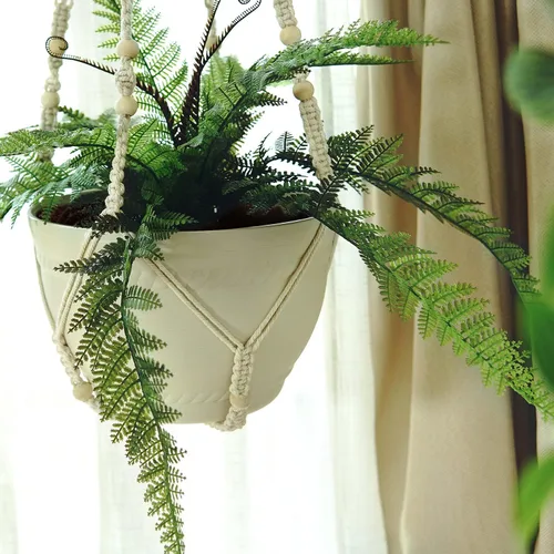 Miniatura 5 de Bouqlife Colgador de macramé grande de 43 pulgadas para macetas de 12 pulgadas, extra largo, sin borlas, cuerda de algodón, soporte para plantas