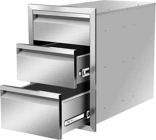 Miniatura 15 de Cajones de cocina para exteriores de 18 pulgadas de ancho x 15 pulgadas de alto x 23 pulgadas de profundidad, de acero inoxidable, cajones dobles