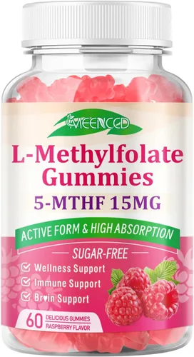 Miniatura 8 de MEENCCD Gomitas de L-metilfolato, suplemento de metilfolato, suplemento 5-MTHF - Active 5-MTHF - Apoya el bienestar general, vegano, sabor a