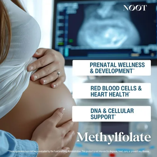 Miniatura 2 de NOOT Metilfolato orgánico 1000 mcg DFE, folato de origen vegetal con 5-MTHF de origen natural para energía, estado de ánimo, metilación, formación