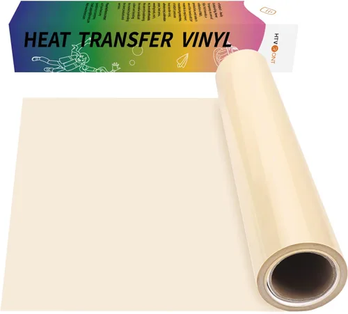 HTVRONT - Rollos de vinilo termotransferible (HTV) color crema, 12 pulgadas x 15 pies de vinilo de planchado para todas las cortadoras, para