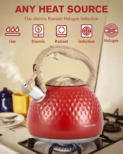 Miniatura 3 de Tetera, Teteras de Estufa de 2.5 Cuartos con Silbato Fuerte, Hervidor de Agua de Acero Inoxidable de Grado Alimenticio para Estufa con Mango