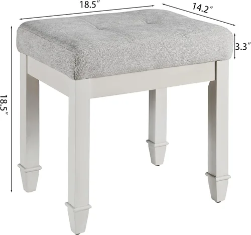 Taburete de tocador con pata de madera maciza, banco de tocador de maquillaje con asiento tapizado de tela, taburetes de banco de piano, taburete