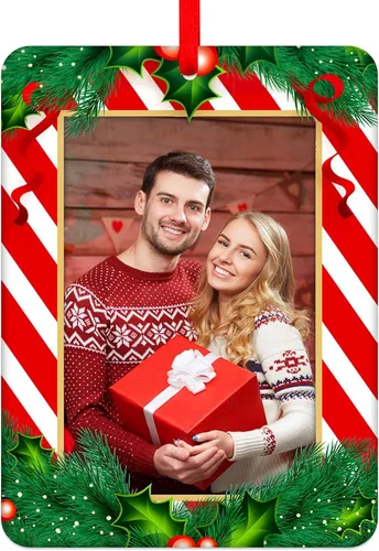 Miniatura 10 de WhatSign Adornos de Navidad para marco de fotos, adornos personalizados para árbol de Navidad, regalo de recuerdo de fotos familiares personalizado