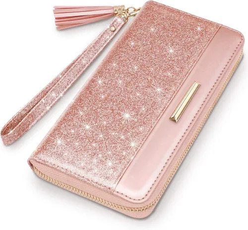 Miniatura 3 de Coco Rossi Carteras para mujer, de piel sintética, tarjetero organizador con borla y correa de muñeca