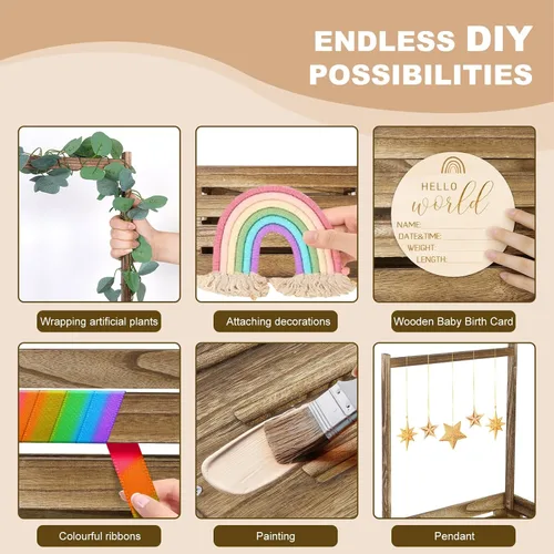 Miniatura 6 de Caja de Madera para Baby Shower, Cesta de Bebé con Asa, Cesta de Regalos Personalizados para Bebé, Cesta de Almacenamiento, Regalo de Bienvenida