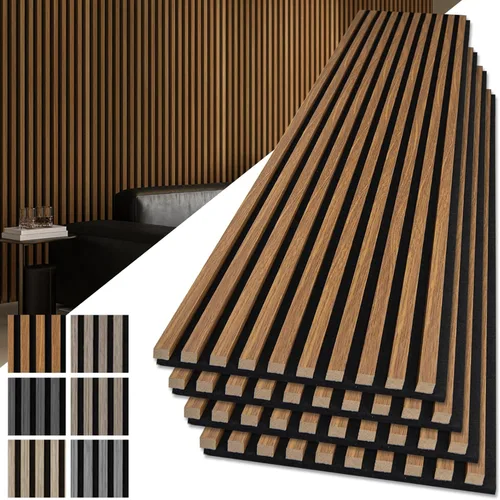 Miniatura 21 de Art3d Paquete de 2 paneles acústicos de madera de 108" x 12" para pared, paneles de listones de madera insonorizados para pared y techo, paneles
