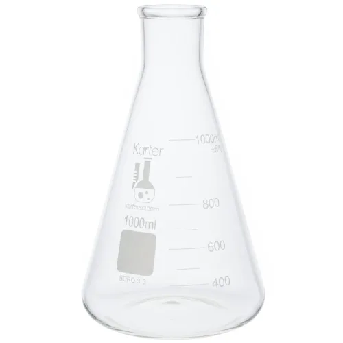 Miniatura 2 de Karter Scientific - Matraz Erlenmeyer de boca estrecha de 1000 ml, vidrio borosilicato 3.3, 213G22 (Individual) 3.3 vidrio de borosilicato, boca