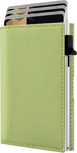 Miniatura 14 de QLD Cartera minimalista para hombres – Bloqueo RFID [inteligente y práctico] Soporte de tarjeta delgado triple plegable Carteras de metal
