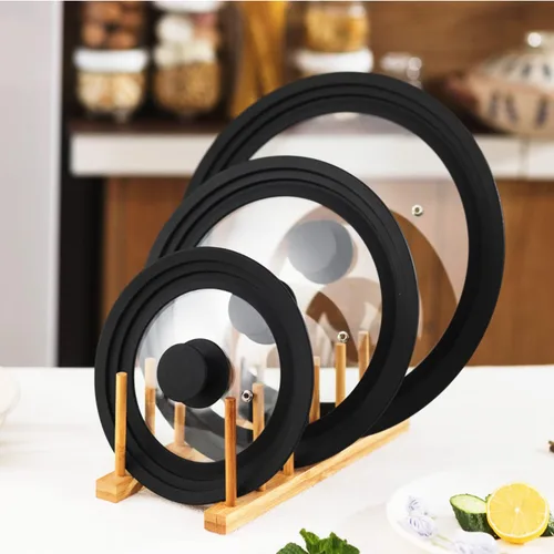 Miniatura 5 de Tapa universal para olla, tapa de sartén para utensilios de cocina de 7, 8 y 9 pulgadas, vidrio templado con borde y mango de silicona resistente al