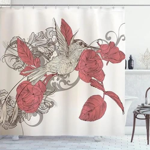 Miniatura 55 de set de cortina para baño decorativa de tela de poliéster con ganchos