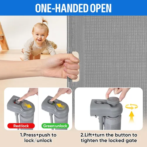 Miniatura 3 de Puerta retráctil de seguridad extra ancha de 34 x 120 pulgadas, puerta de seguridad extra ancha para niños o mascotas, 34 pulgadas de alto, se