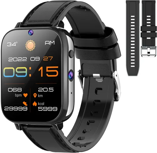 Rogbid Reloj inteligente 4G LTE para hombres y mujeres, llamadas y marcado, cámaras duales, 8MP+5MP, reloj inteligente de cerámica con ranura para