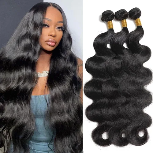 Miniatura 11 de Paquete de Cabello Humano Ondulado 3 paquetes (10, 12, 14 pulgadas) Extensiones de Cabello Virgen Brasileño 100% Sin Procesar Color Negro Natural