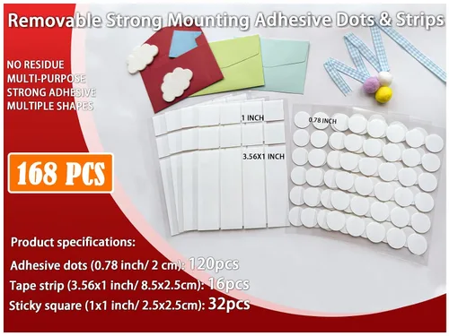 Miniatura 6 de Urdar Brunnr Cinta de doble cara para colgar pósteres, decoraciones, adhesivo fuerte extraíble para montaje, tiras con puntos para globos, foto