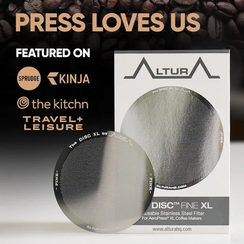 Miniatura 3 de ALTURA DISC FINE XL: Filtro prémium para cafeteras AeroPress XL + libro electrónico con recetas, consejos y más, acero inoxidable, lavable