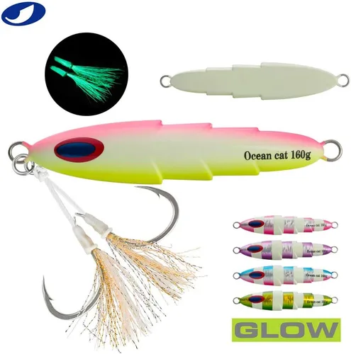 Miniatura 5 de OCEAN CAT 1 plantilla de lanzamiento lento Señuelos de pesca de agua salada, plantillas planas de otoño, cebos de jigging con gancho para pesca