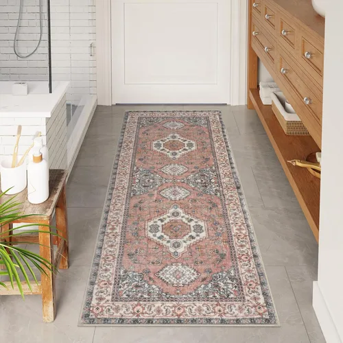 Miniatura 9 de Seavish Alfombra de baño bohemia, vintage, envejecida, absorbente, pequeña, antideslizante, lavable, para fregadero, ducha, tocador, suave, cómoda