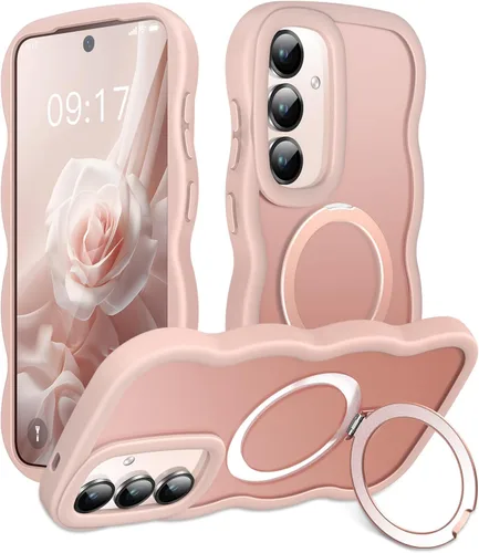 Miniatura 16 de [Soporte magnético y marco ondulado] Funda para Samsung Galaxy S24 Ultra [compatible con MagSafe] [protección militar contra caídas] no amarillenta