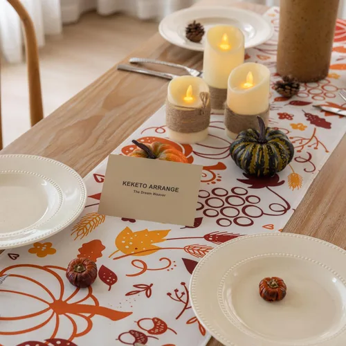 Miniatura 2 de Keketoarrange Camino de mesa de otoño, calabazas de Acción de Gracias, cosecha de otoño, hojas de arce, centro de mesa, decoración de mesa