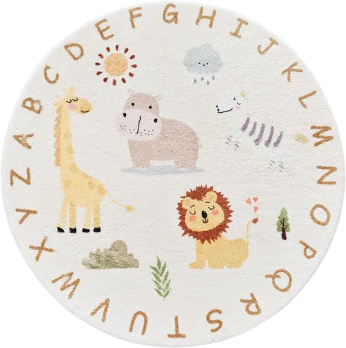 Miniatura 2 de Poowe ABC Animals - Alfombra de juego para niños, alfombra redonda educativa del alfabeto, suave, antideslizante, para el dormitorio de los niños