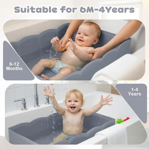 Miniatura 2 de Bañera plegable para ducha para bebé, estructura reforzada, bañera plegable con base antideslizante, bañera portátil para niños de 6 meses a 4 años