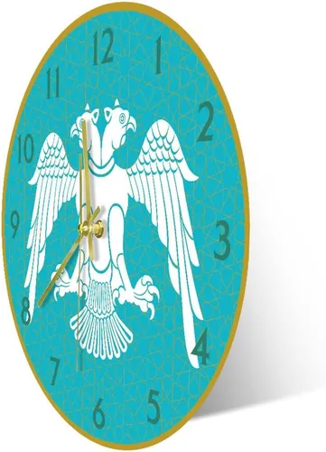 Miniatura 2 de The Geeky Days Reloj de pared de cuarzo silencioso de 12 pulgadas, selyúcida con diseño de águila de doble cabeza, diseño de impresión acrílica