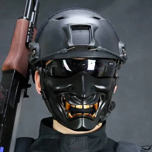 Miniatura 6 de Máscara de media cara, máscara de sonrisa del diablo, máscara de fiesta de Halloween, juego de rol, mascarada, fiesta de disfraces y accesorios