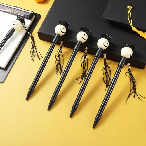 Miniatura 3 de Pajean 30 bolígrafos de punta de graduación 2026 con borlas, cara feliz, bolígrafo de punta redonda de 0.028 in, tinta de gel negra, bonito regalo
