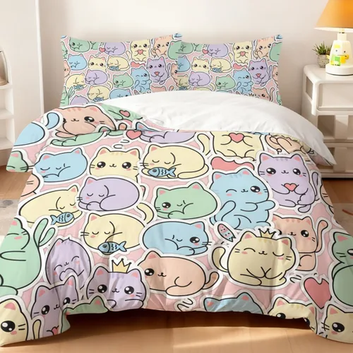 Miniatura 13 de Cute Bear Duvet Cover Set Twin, 3 Pieces Soft Neutral Bedding Calming Cozy Comforter Cover Set Minimal Kawaii Bedroom Decor Microfiber for Relaxing