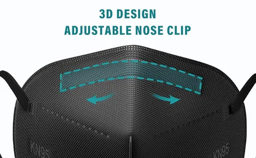 Miniatura 4 de LEMENT 25 piezas de Máscaras faciales KN95, Negro, Máscaras de seguridad para polvo de copa de 5 capas con filtro de eficiencia ≥95%, Máscaras