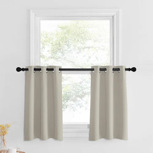 Miniatura 253 de NICETOWN Cortinas opacas de cocina para ventana sobre el fregadero, aislamiento térmico, decoración del hogar, pequeños niveles opacos con ojales