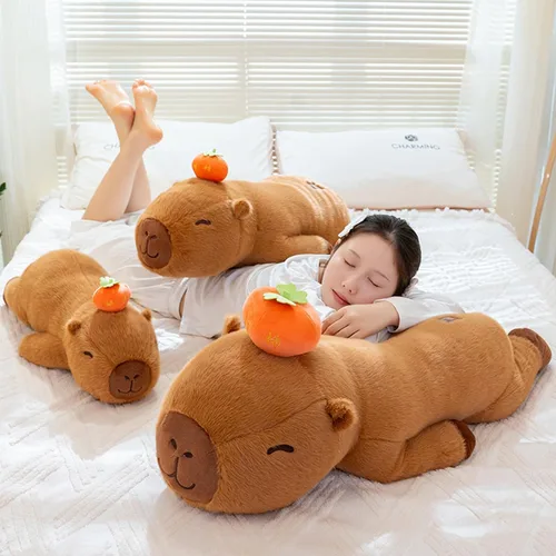Miniatura 7 de PEACH CAT Caqui Capibara Peluche de 23.6 pulgadas de largo Animal de Peluche Capibara Lindos Juguetes de Peluche Regalos para Niños Marrón