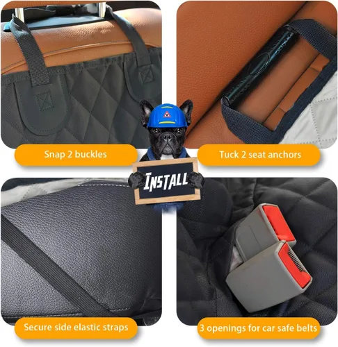 Miniatura 4 de Fundas de asiento de coche Honest Dog, funda de asiento para perro con solapa lateral para automóviles, camiones y SUV - Funda impermeable y Negro