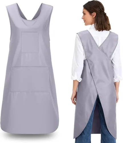 Delantal de cocina con espalda cruzada para mujer, delantal de poliéster japonés con 3 bolsillos para hornear cocinar parrilla, delantales unisex