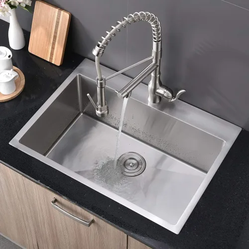 Miniatura 7 de SHACO Fregadero de cocina de 28 pulgadas, fregadero de montaje superior de acero inoxidable T304 de 16 calibre hecho a mano comercial, fregadero