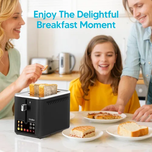 Miniatura 2 de Trisiko® Tostadora de pantalla táctil de 2 rebanadas, tostadora inteligente con temporizador digital, ranuras extra anchas de 1.38 pulgadas para pan