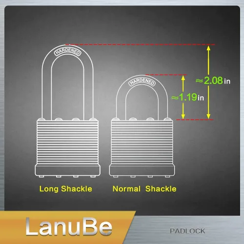 Miniatura 7 de LanuBe Candado laminado con llave, 1-9/16 pulgadas (40 mm), candados con llave iguales, grillete normal, aro de plástico azul marcado, paquete de 2
