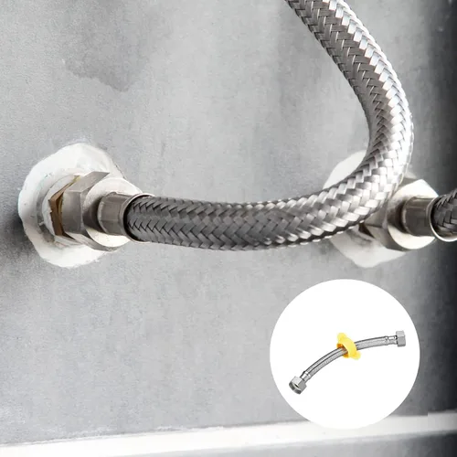 Miniatura 3 de METALLIXITY Conector de línea de suministro de grifo (7.874 in/8 pulgadas), 2 piezas, conector de manguera de suministro de agua 304 hembra G1/2