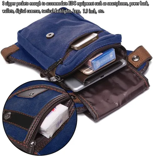 Miniatura 11 de Riñonera táctica al aire libre para hombres y mujeres, bolsa multifuncional para el muslo para motocicleta, bicicleta, senderismo, viajes, pesca
