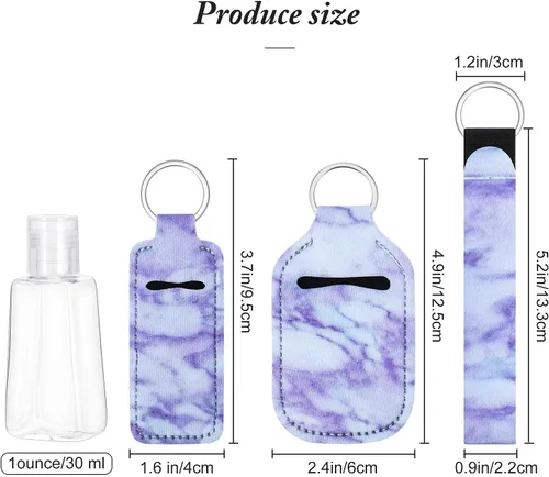 Miniatura 8 de Juego de 40 llaveros de botellas de viaje con soporte para muñequera, soporte para desinfectante de manos con botellas vacías