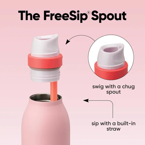 Miniatura 3 de Botella de agua aislada con tapa Twist de acero inoxidable Owala FreeSip con pajita para deportes y viajes, sin BPA, 24 onzas, Angel Food Cake